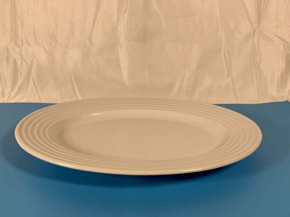 The Main Ingredients White Ribbed Rim Oval Serving Platter